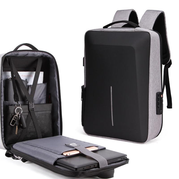 Men Anti Theft Hard Shell Backpack With Alloy Frame Gray Laptop Cases & Bags