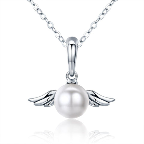 925 Sterling Silver Angel Wing Pendant With Shell Bead Charm For Diy Bracelets Style Pendent + Necklace Necklaces & Pendants