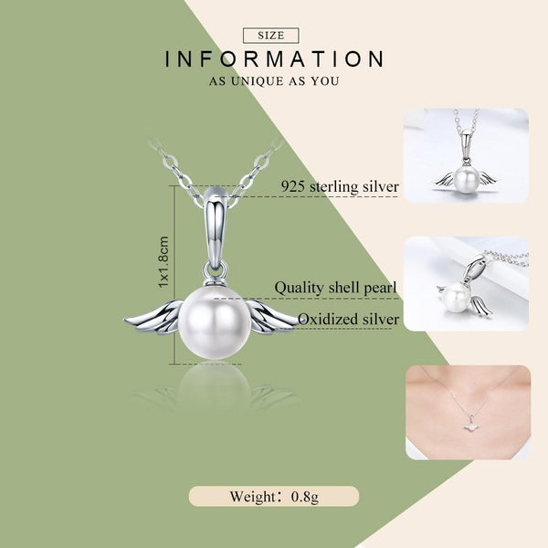 925 Sterling Silver Angel Wing Pendant With Shell Bead Charm For Diy Bracelets Style Pendent + Necklace Necklaces & Pendants