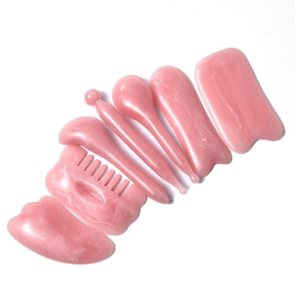 7 Piece Facial Tendon Stick & Scraping Board Set Pink Other Massage