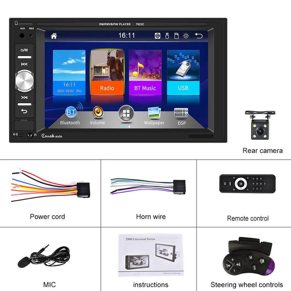 6.2 Inch Dual Spindle Hd Car Mp5 Player With Carplay + 4 Camera Video In Dash Units W/O Gps