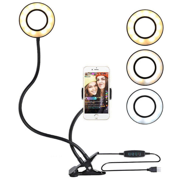360 Degree Flexible Selfie Ring Light With Phone Holder For Live Streaming Selfie Lights