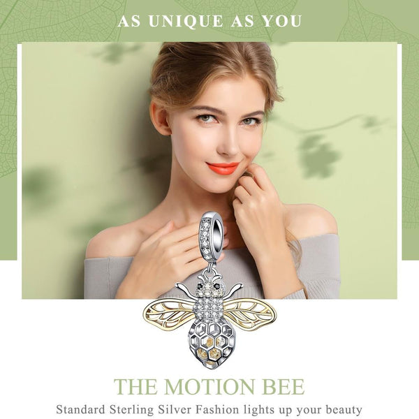 925 Sterling Silver Bee Zircon Pendant Necklace Diy Lady Style Pendent + Charms & Pendants