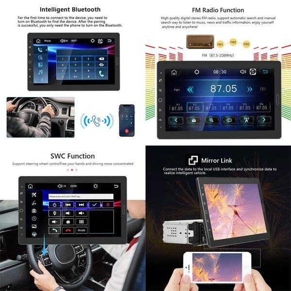 10.1 Inch Full Screen Car Mp5 Player With Wired Carplay + 4 Camera Video In Dash Units W/O Gps