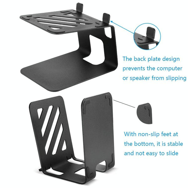 Double Layer Portable All Aluminum Laptop Stand With Cooling Speaker Stands Holders & Car Mounts