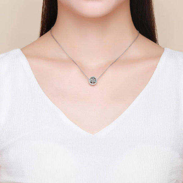 925 Sterling Silver Tree Of Life Diamond Pendant Set Style Bead + Chain Chains Necklaces