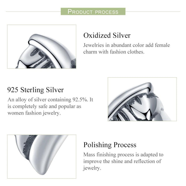 925 Sterling Silver Angel Wing Beads For Diy Bracelet Bead+Chain Style Charms & Pendants