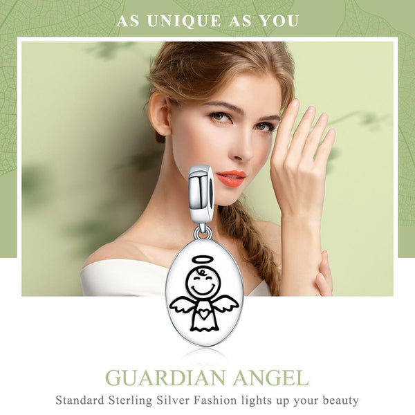 925 Sterling Silver Guardian Angel Necklace & Bracelet Charm Charms & Pendants