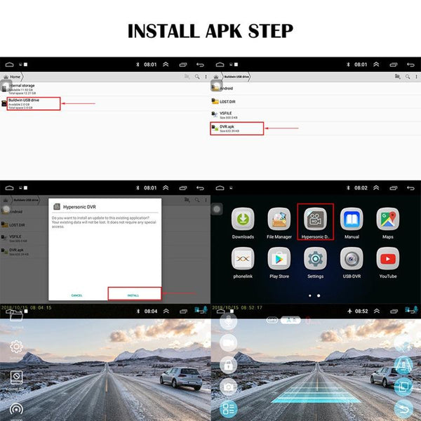 Android Car Recorder With High Definition 720P Usb Connection Adas Driving Alert System 16G Rear View Monitors/Cams & Kits