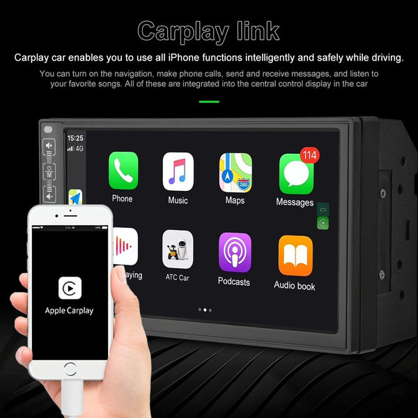 7 Inch Car Mp5 Player With Carplay Bluetooth Fm Usb Remote + 4Led Camera Video In Dash Units W/O Gps