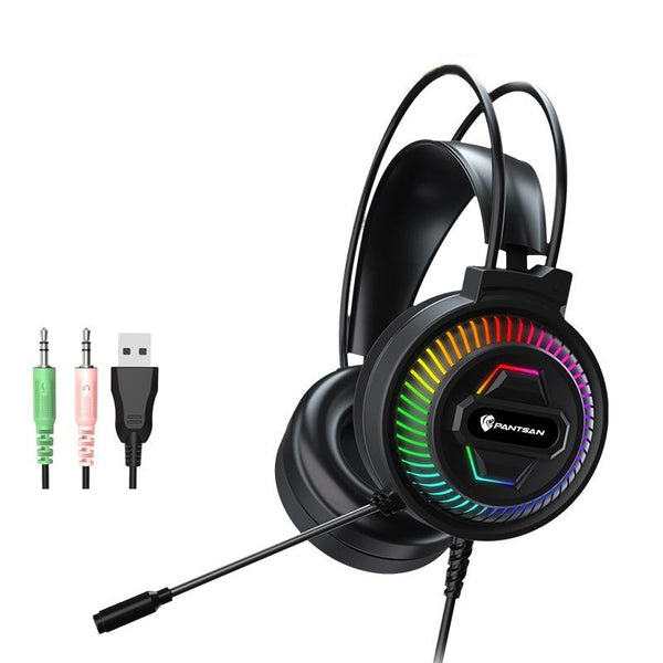 Usb Head Mounted Rgb Headset 3.5Mm Wired Luminous Black Headsets