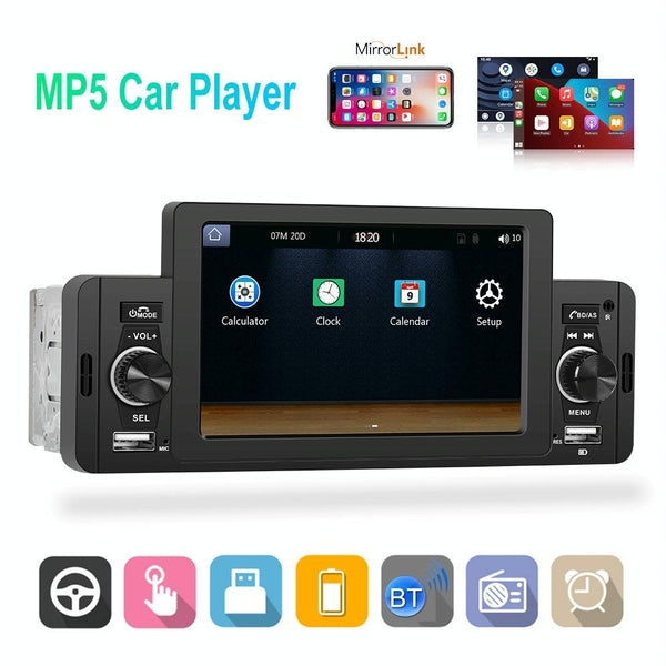 5 Inch Car Mp5 Player W / Bluetooth & Microphone + 4 Lights Camera Video In Dash Units W/O Gps