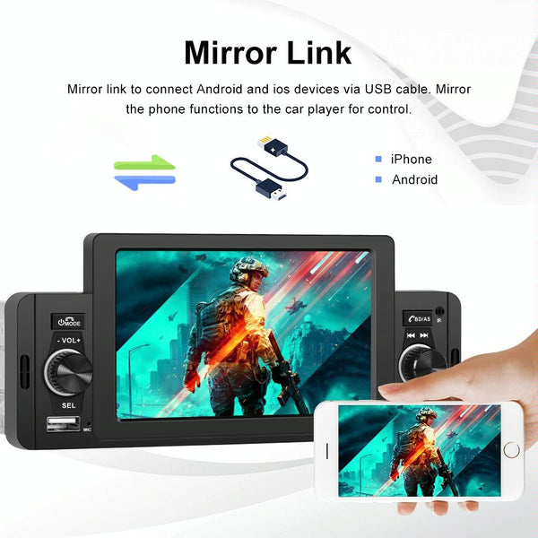 5 Inch Car Mp5 Player W / Bluetooth & Microphone + 4 Lights Camera Video In Dash Units W/O Gps