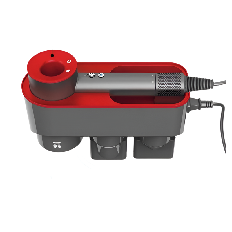 Wall Mounted Hair Dryer Bracket Storage Rack Black Nickel With Hand Red Bathroom Storage & Organisers