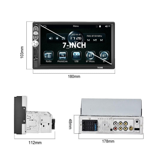 7 Inch Mp5 Bluetooth Carplay Player With Reversing Camera + 4 Lights Video In Dash Units W/O Gps