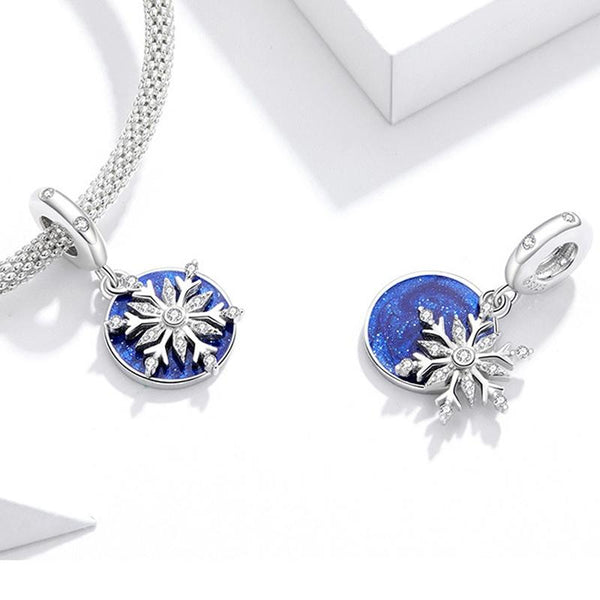 925 Sterling Silver Diy Winter Snowflake Bracelet Bead Set Charms & Pendants