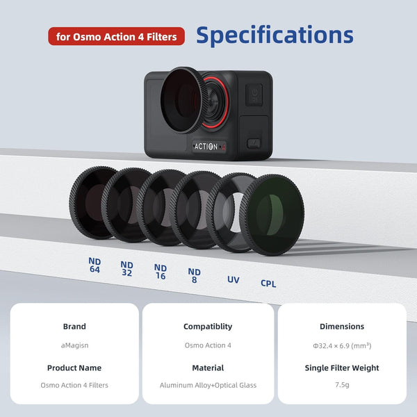 Parallel Waterproof Filter For Dji Action 4 Sports Camera Cpl Other Camera & Photo Accs