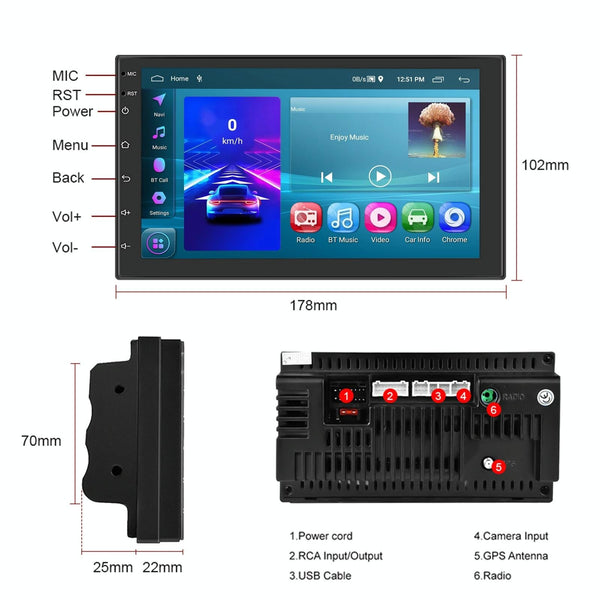 7 Inch Android 11 Carplay Navigation Player + Ahd Camera Other Car Audio