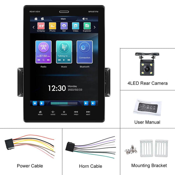 9.5 Inch Carplay Mp5 Player With 4 Light Camera Style Video In Dash Units W/O Gps