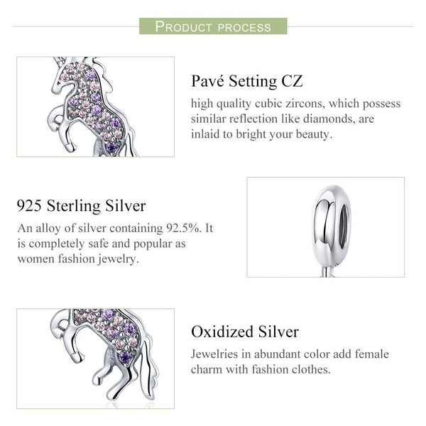 925 Sterling Silver Unicorn Diy Beaded Bracelet Necklace Set Pendant Beads Style + Charms & Pendants
