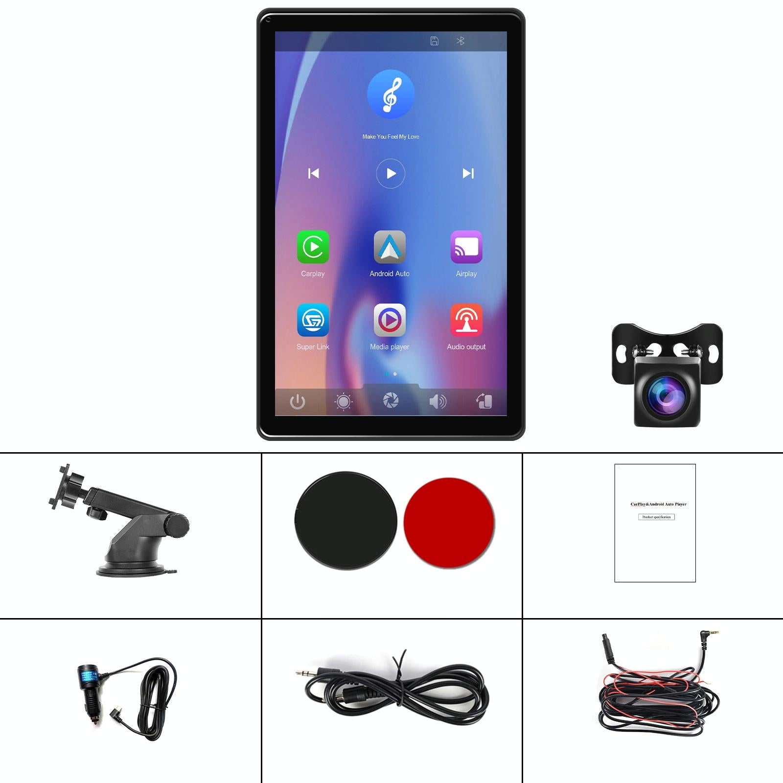 8 Inch Full Touch Car Screen Player Horizontal / Vertical Carplay Android Auto With Camera Video In Dash Units W/O Gps