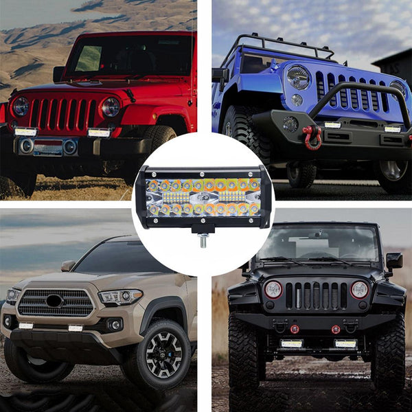 7 Inch 15W Led Strip Light 3 Row Roof Lamp Off Road Car Refit Yellow White Beam Led Car Lights