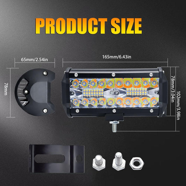 7 Inch 15W Led Strip Light 3 Row Roof Lamp Off Road Car Refit Yellow White Beam Led Car Lights