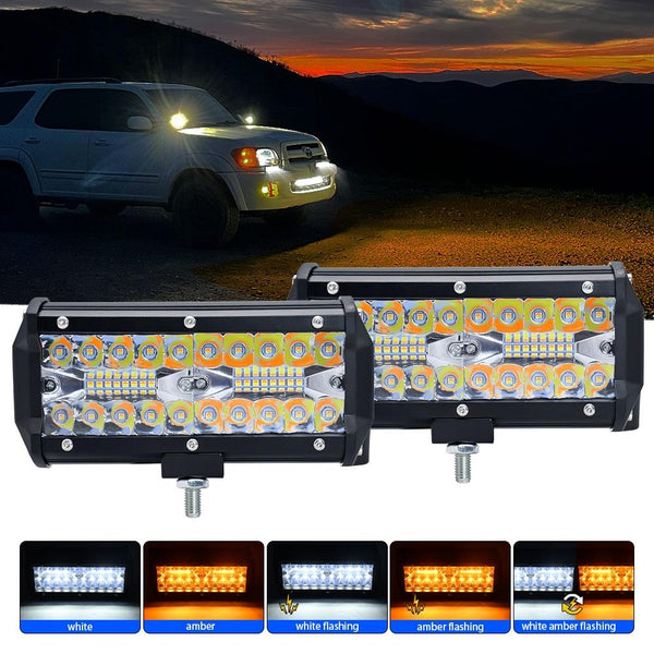 7 Inch 15W Led Strip Light 3 Row Roof Lamp Off Road Car Refit Yellow White Beam Led Car Lights
