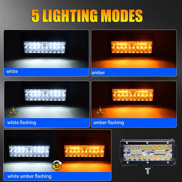 7 Inch 15W Led Strip Light 3 Row Roof Lamp Off Road Car Refit Yellow White Beam Led Car Lights