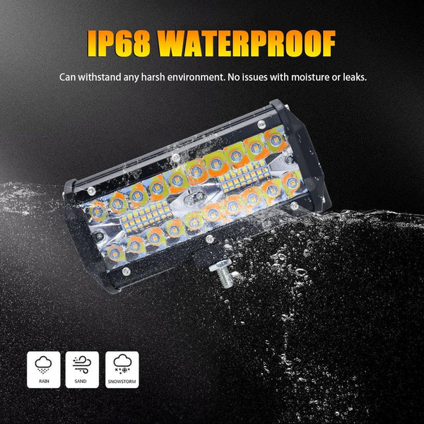 7 Inch 15W Led Strip Light 3 Row Roof Lamp Off Road Car Refit Yellow White Beam Led Car Lights