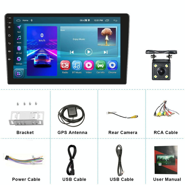 10 Inch Car Android Navigation Screen With Carplay 2 + 64G 4Lights Camera Other Car Audio