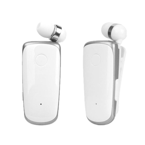 Wireless Bluetooth In Ear Earphone With Vibrating Alert And Hands Free Clip White Earbuds
