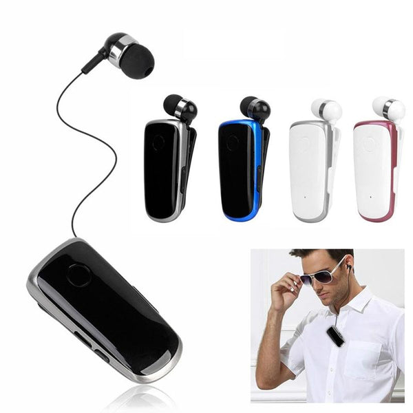 Wireless Bluetooth In Ear Earphone With Vibrating Alert And Hands Free Clip White Earbuds