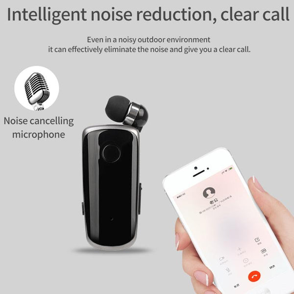 Wireless Bluetooth In Ear Earphone With Vibrating Alert And Hands Free Clip White Earbuds