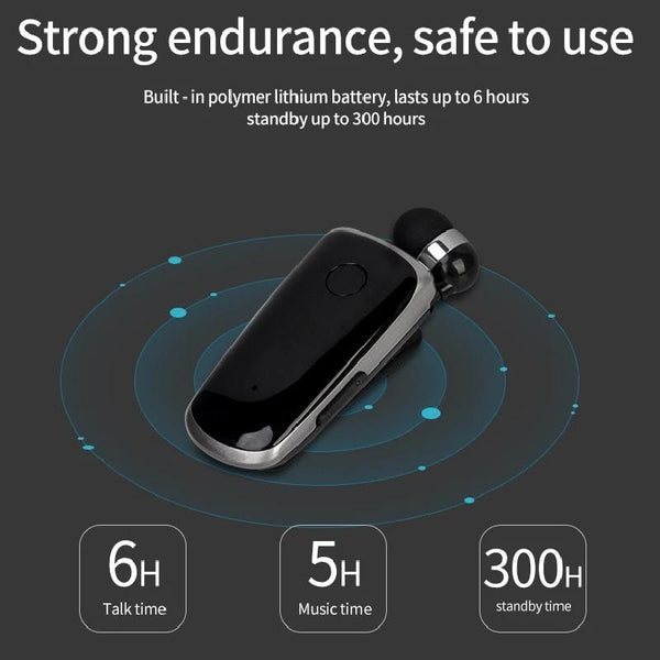 Wireless Bluetooth In Ear Earphone With Vibrating Alert And Hands Free Clip White Earbuds