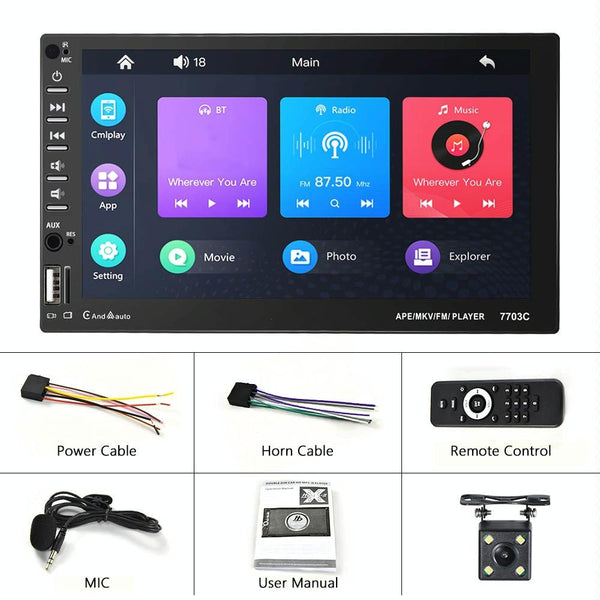 7 Inch Car Double Butt Mp5 Bluetooth Player + 4 Light Camera Video In Dash Units W/O Gps