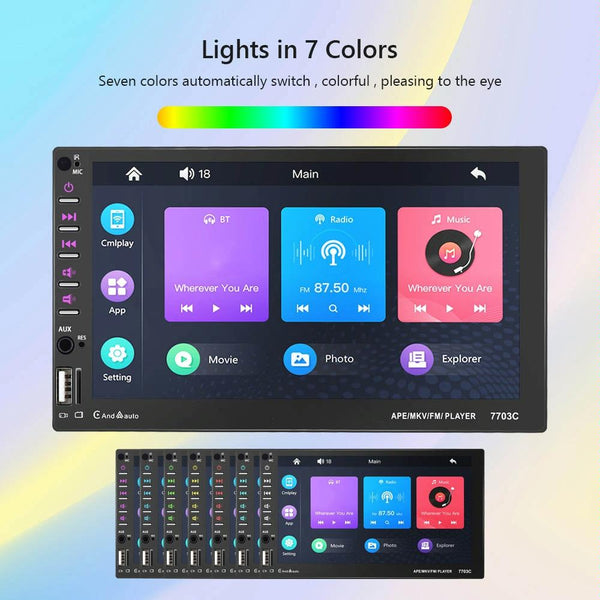 7 Inch Car Double Butt Mp5 Bluetooth Player + 4 Light Camera Video In Dash Units W/O Gps