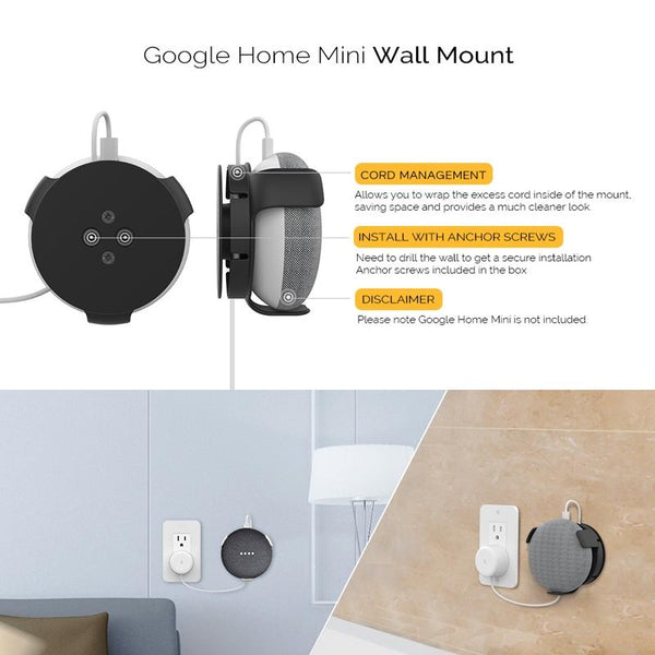 Smart Wall Bracket For Google Home Mini White Speaker Mounts & Stands