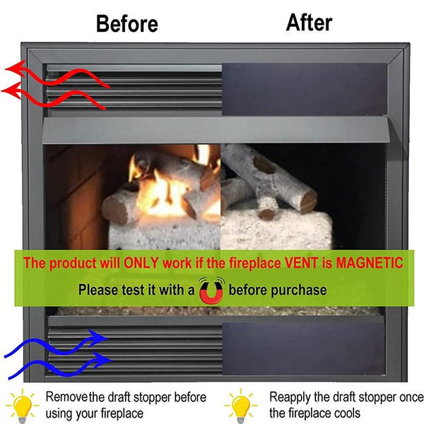 2 Pack Magnetic Fireplace Draft Stopper 101.6 X 10.16Cm Block Cold Air Fireplace & Stove Accessories