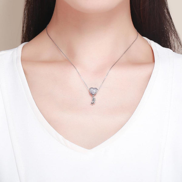 925 Sterling Silver Bear Balloon Bracelet With Zirconium Diamond Beads Style + Chain Charms & Pendants