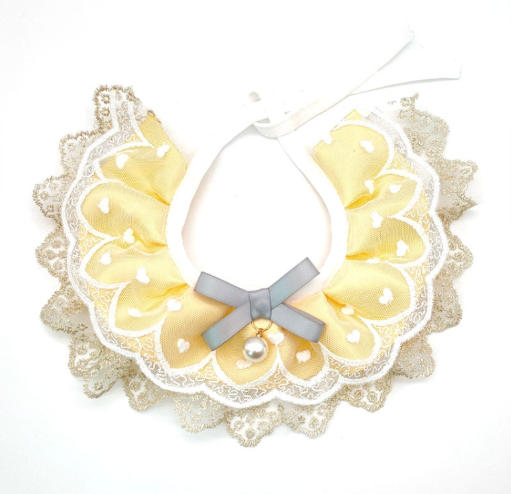 Pet Bib Saliva Towel Lace Pearl Pendant Dog Collar Size Dog Collars