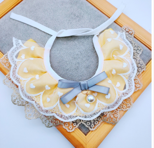 Pet Bib Saliva Towel Lace Pearl Pendant Dog Collar Size Dog Collars