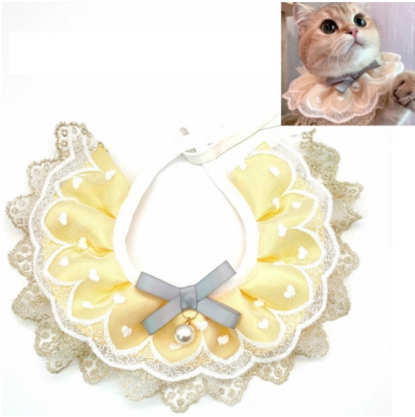 Pet Bib Saliva Towel Lace Pearl Pendant Dog Collar Size Dog Collars