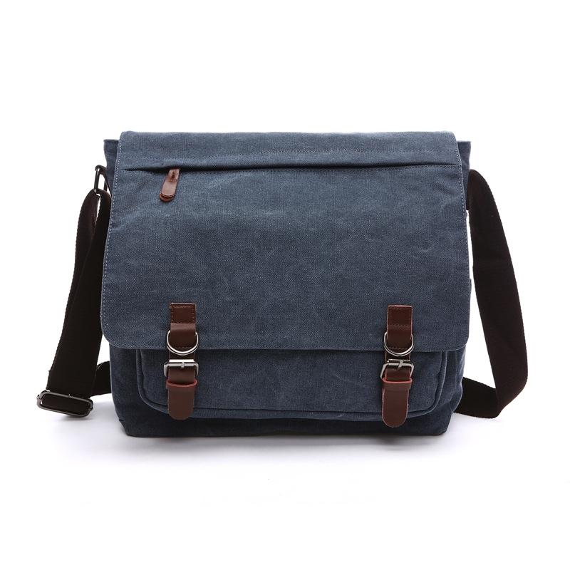 Dark Blue Canvas Business Messenger Bag Large Bags