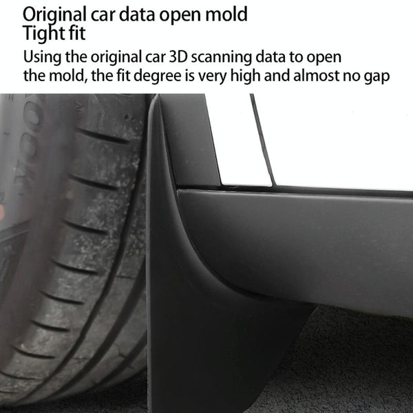 4Pcs / Set Splash Guards Matte Fender No Drilling Required Upgraded Pp Material For Tesla Model 3 Mud Flaps
