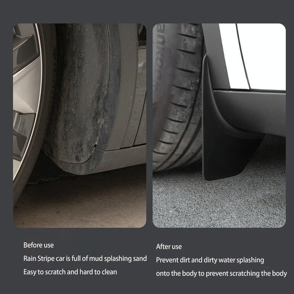 4Pcs / Set Splash Guards Matte Fender No Drilling Required Upgraded Pp Material For Tesla Model 3 Mud Flaps
