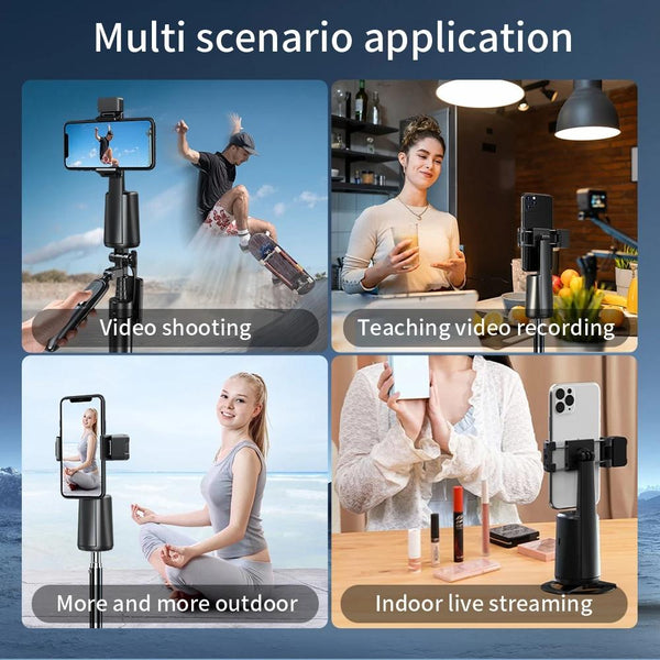 Auto Tracking Gimbal Stabilizer With Fill Light And Selfie Stick 360 Degree Rotation Stabilizers