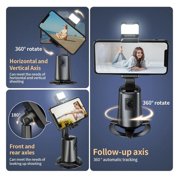 Auto Tracking Gimbal Stabilizer With Fill Light And Selfie Stick 360 Degree Rotation Stabilizers