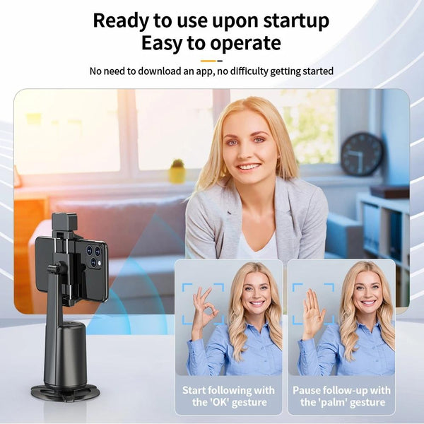 Auto Tracking Gimbal Stabilizer With Fill Light And Selfie Stick 360 Degree Rotation Stabilizers