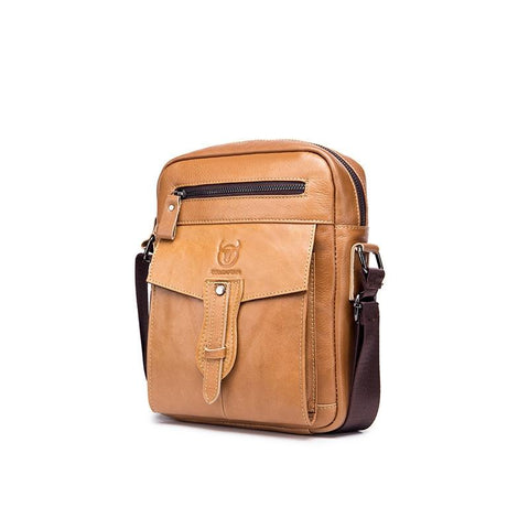 Cowhide Messenger Bag Large Capacity Briefcase Yellow Brown Bags